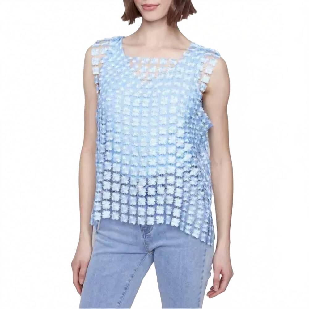 NEW CHARLIE B crochet sleeveless square neck top in bluebell